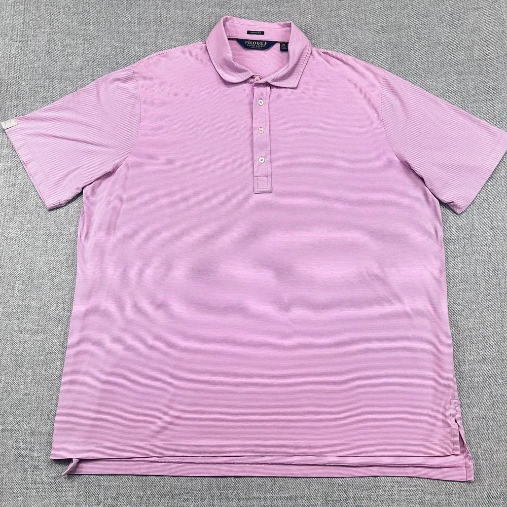 Polo Golf Ralph Lauren Shirt Mens Pink White  Stripe 2XL Stretch Lisle XXL